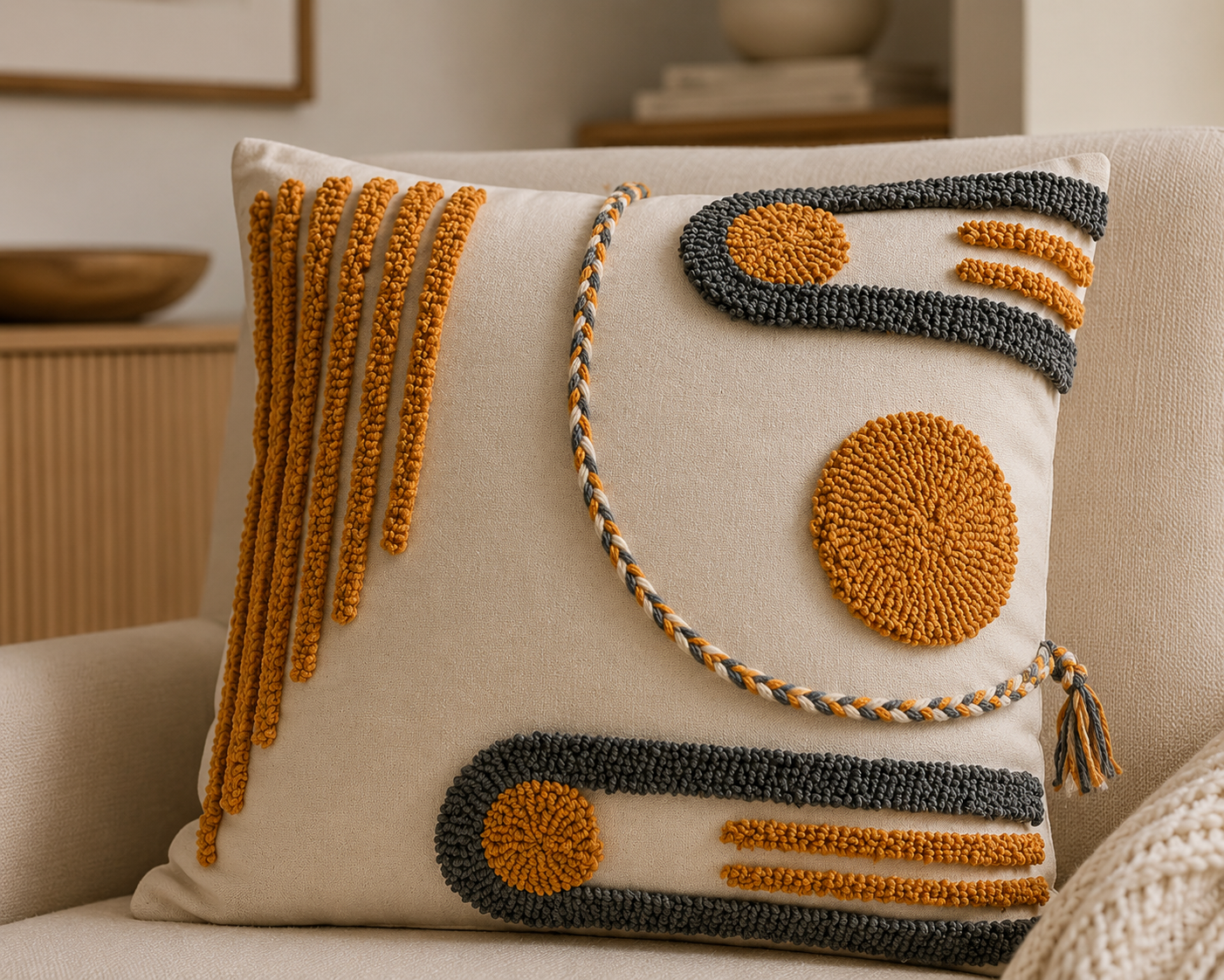 Pillow cover with an embroidered decorative pattern Oriya