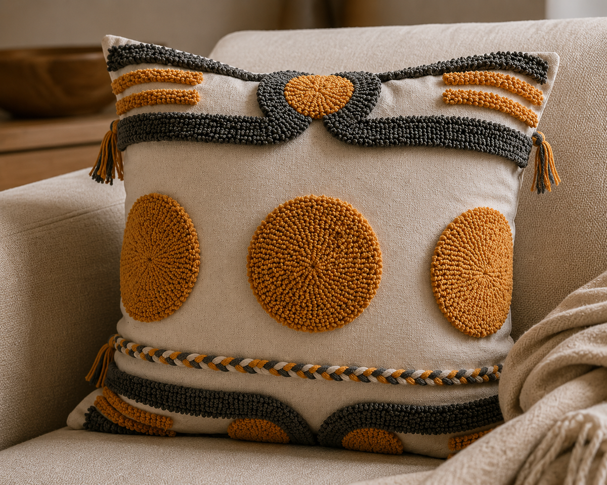 Pillow cover with an embroidered decorative pattern Oriya