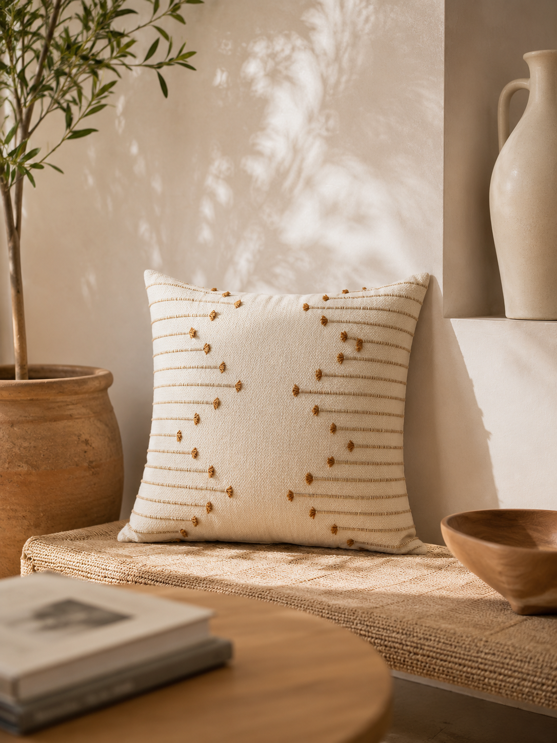 Pillow cover with an embroidered decorative pattern Solvi