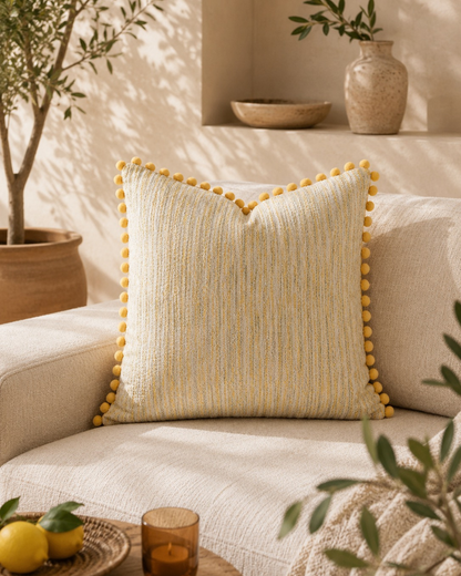 Capa de almofada com pompons em estilo jacquard Elira