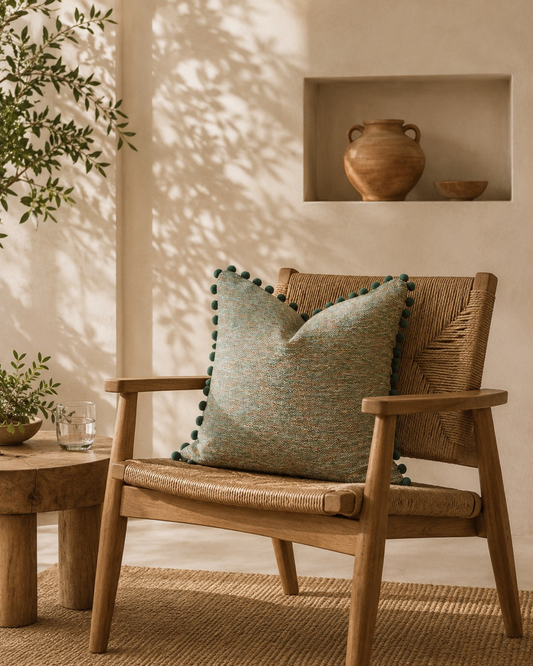 Capa de almofada com pompons em estilo jacquard Elira
