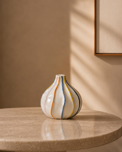 Vasos em cerâmica com riscas coloridas Calyphe