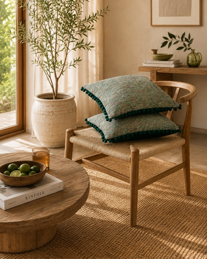 Capa de almofada com pompons em estilo jacquard Elira