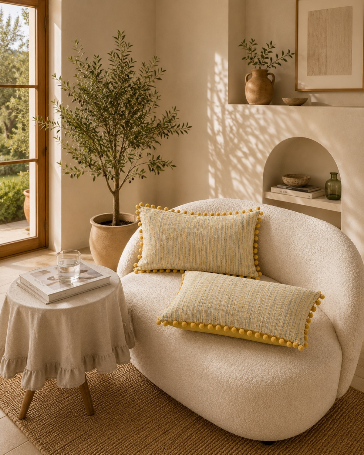 Capa de almofada com pompons em estilo jacquard Elira