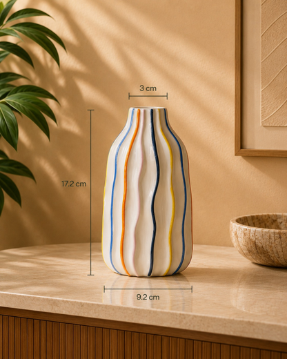 Vasos em cerâmica com riscas coloridas Calyphe