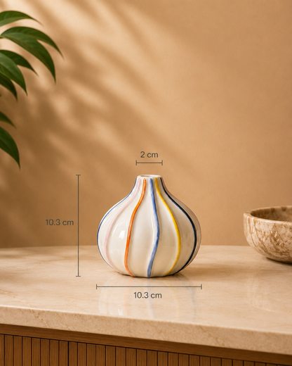 Vasos em cerâmica com riscas coloridas Calyphe