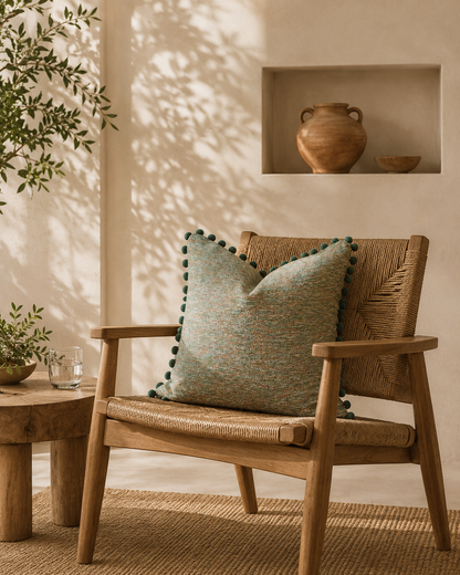 Capa de almofada com pompons em estilo jacquard Elira