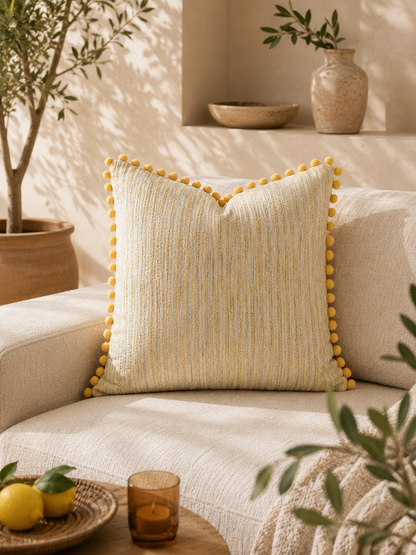 Capa de almofada com pompons em estilo jacquard Elira