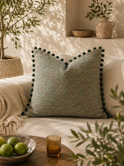 Capa de almofada com pompons em estilo jacquard Elira