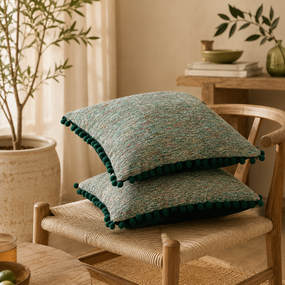 Capa de almofada com pompons em estilo jacquard Elira